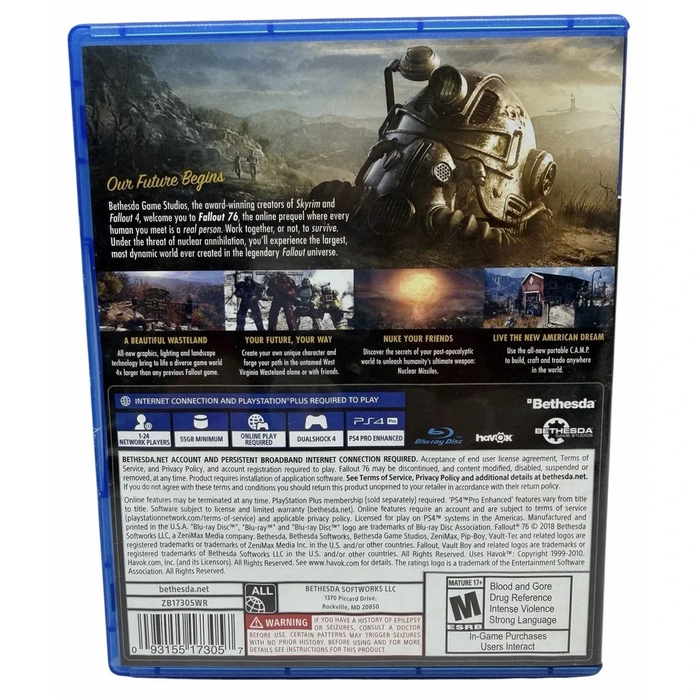 Fallout 76 PS4 PlayStation 4 Game Tested Complete Case No Manual Bethesda